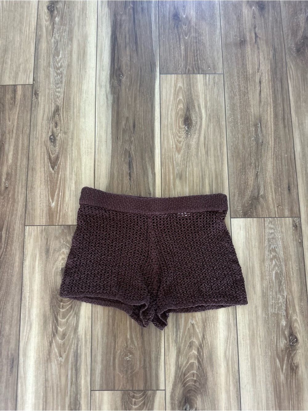 Abercrombie & Fitch Brown Knit Crochet High-Waist Shorts size medium - Picture 2 of 5